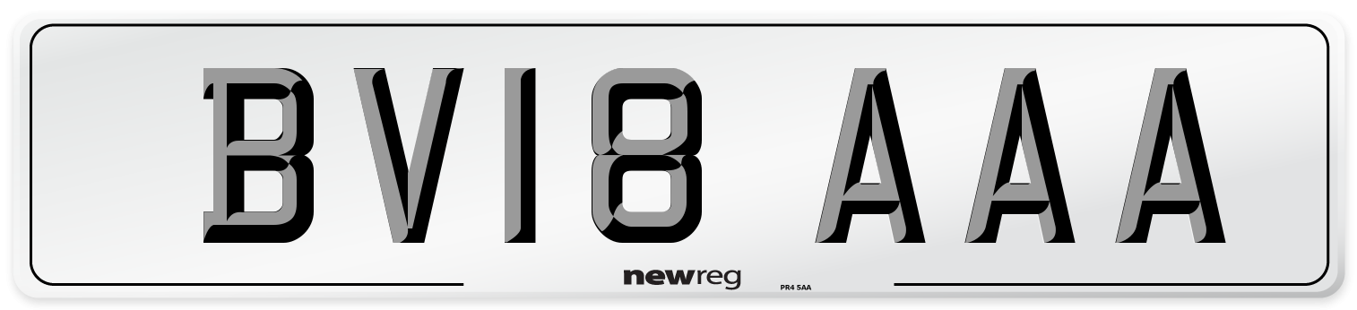 BV18 AAA Number Plate from New Reg